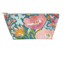 Load image into Gallery viewer, Teal Floral Accessory Pouch
