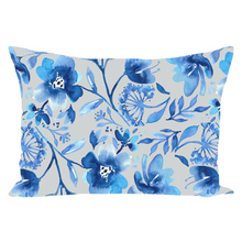 Load image into Gallery viewer, Blue Floral Design Throw Pillow
