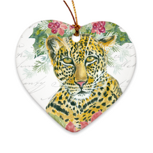 Load image into Gallery viewer, Christmas/Holiday Cheetah print Porcelain Ornaments
