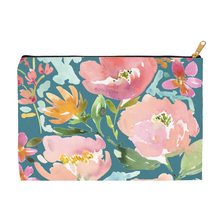 Load image into Gallery viewer, Teal Floral Accessory Pouch
