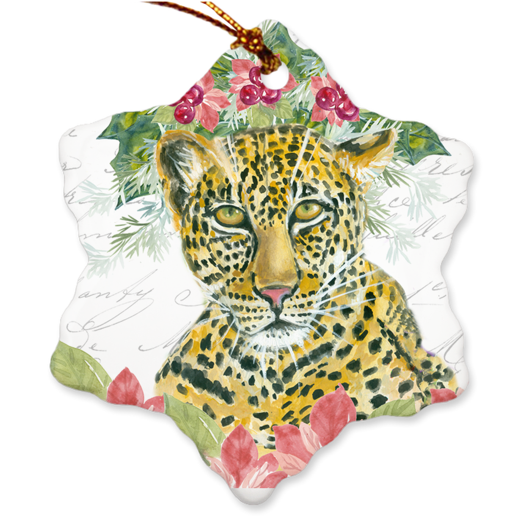 Christmas/Holiday Cheetah print Porcelain Ornaments
