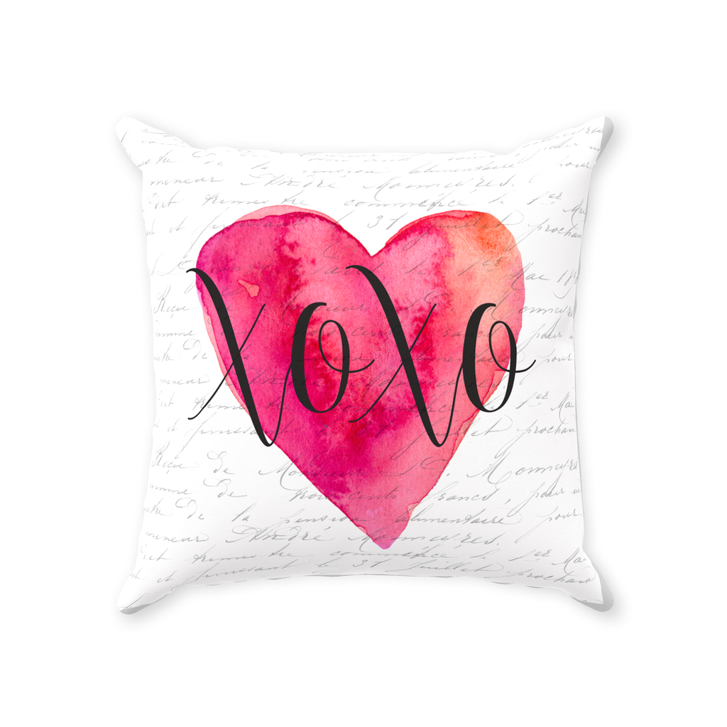 XoXo Heart Script Throw Pillow