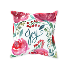 Load image into Gallery viewer, Rose Christmas &quot;Joy&quot; Flower Throw Pillow
