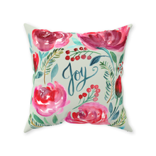 Load image into Gallery viewer, Floral Christmas Joy Throw Pillow
