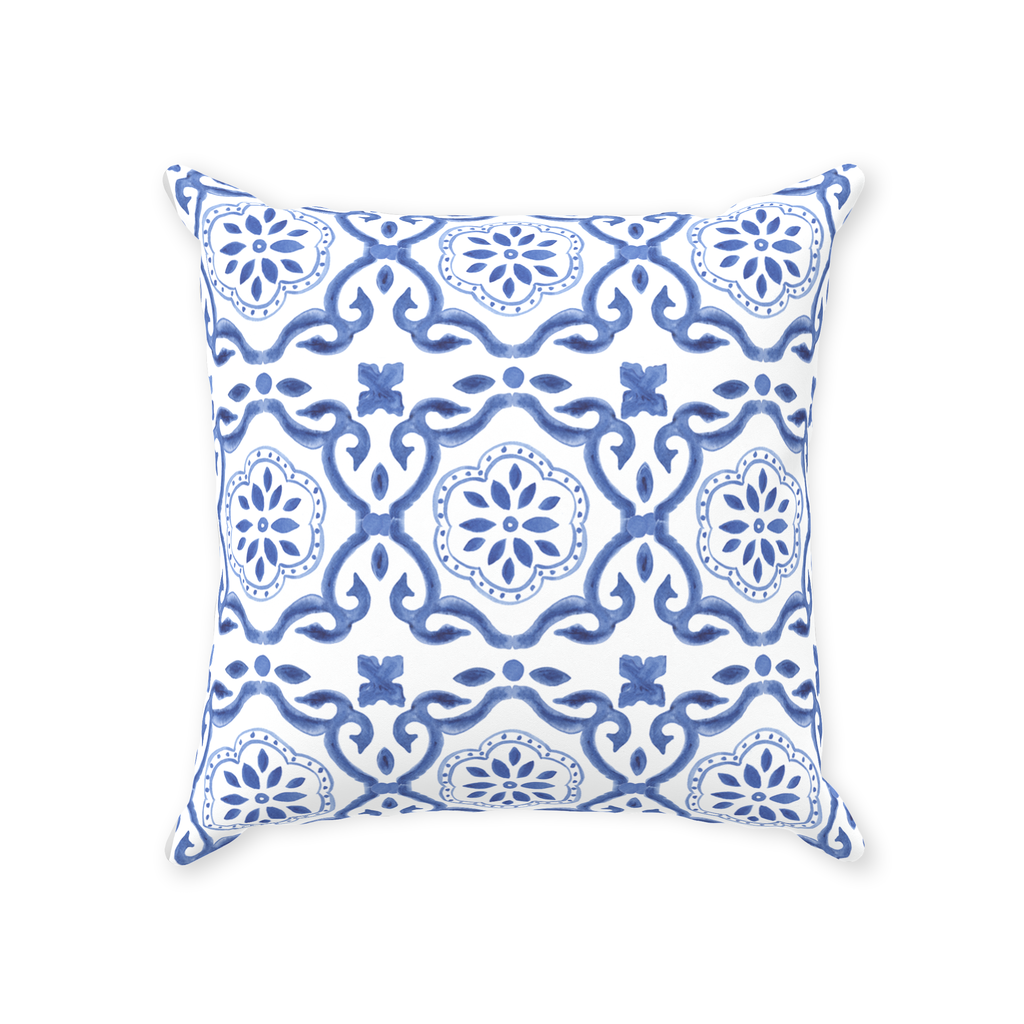 Blue & White Pattern Throw Pillow