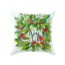 Load image into Gallery viewer, Christmas Wreath Joy Throw Pillow
