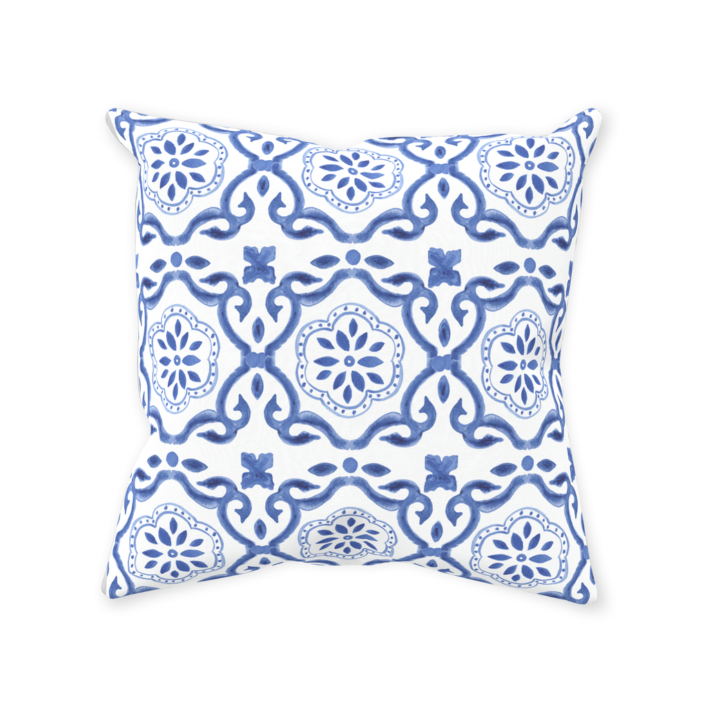 Blue & White Pattern Throw Pillow