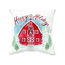 Load image into Gallery viewer, Happy Holiday Red Barn Throw Pillow
