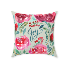 Load image into Gallery viewer, Floral Christmas Joy Throw Pillow
