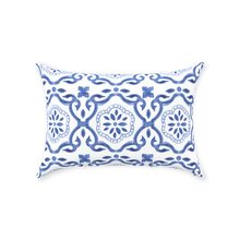 Load image into Gallery viewer, Blue &amp; White Pattern Throw Pillow
