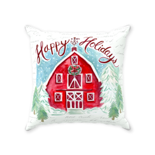 Load image into Gallery viewer, Happy Holiday Red Barn Throw Pillow
