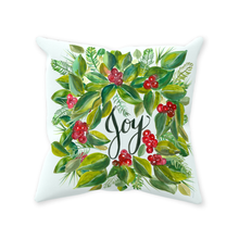 Load image into Gallery viewer, Christmas Wreath Joy Throw Pillow
