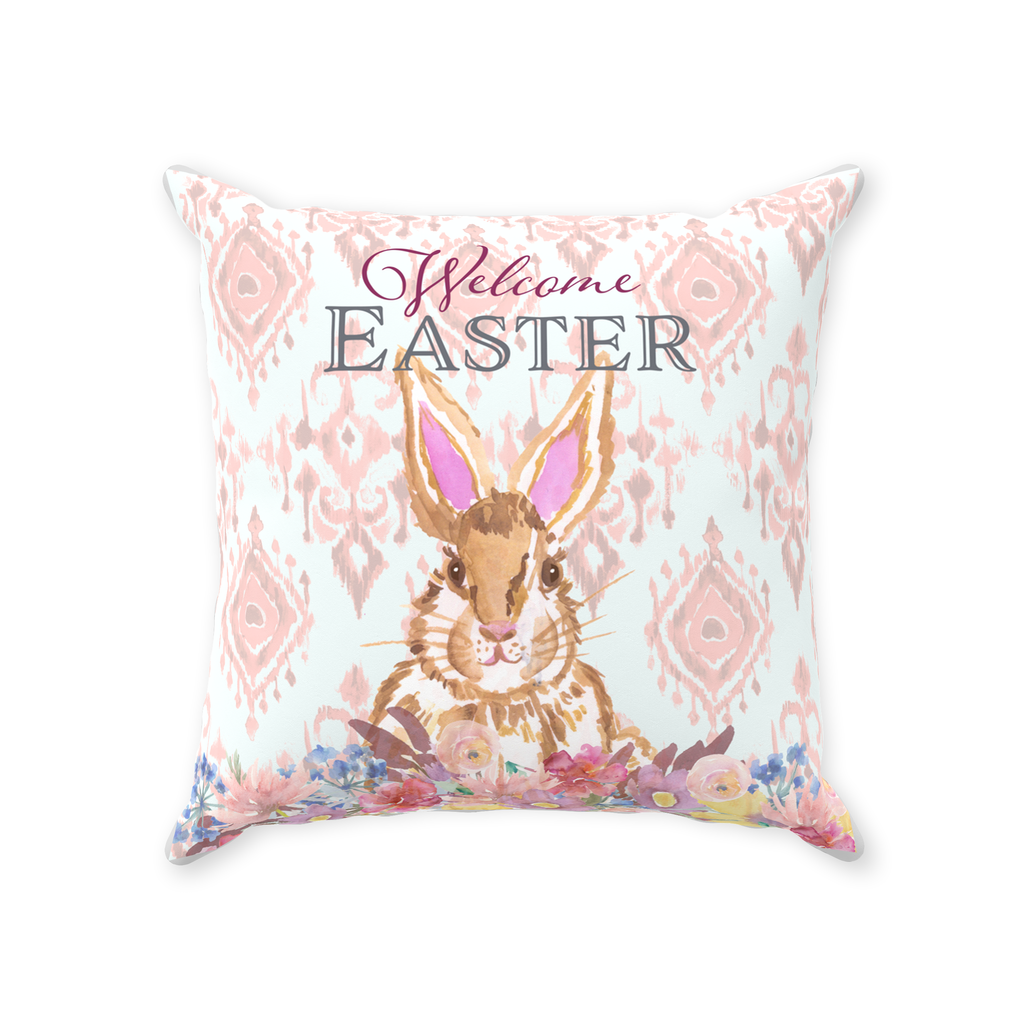 Easter Bunny Ikat Throw Pillow