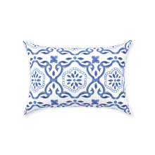 Load image into Gallery viewer, Blue &amp; White Pattern Throw Pillow
