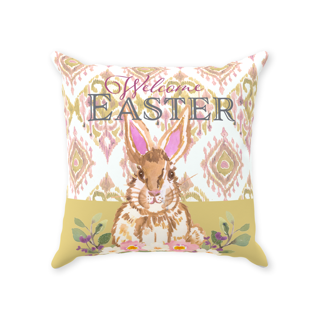 Golden Easter Ikat Throw Pillow