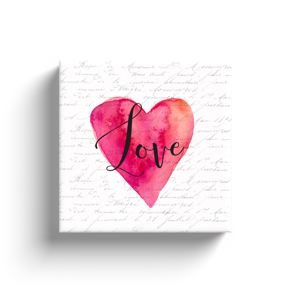 Pink heart Love Canvas Wraps