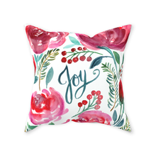 Load image into Gallery viewer, Rose Christmas &quot;Joy&quot; Flower Throw Pillow
