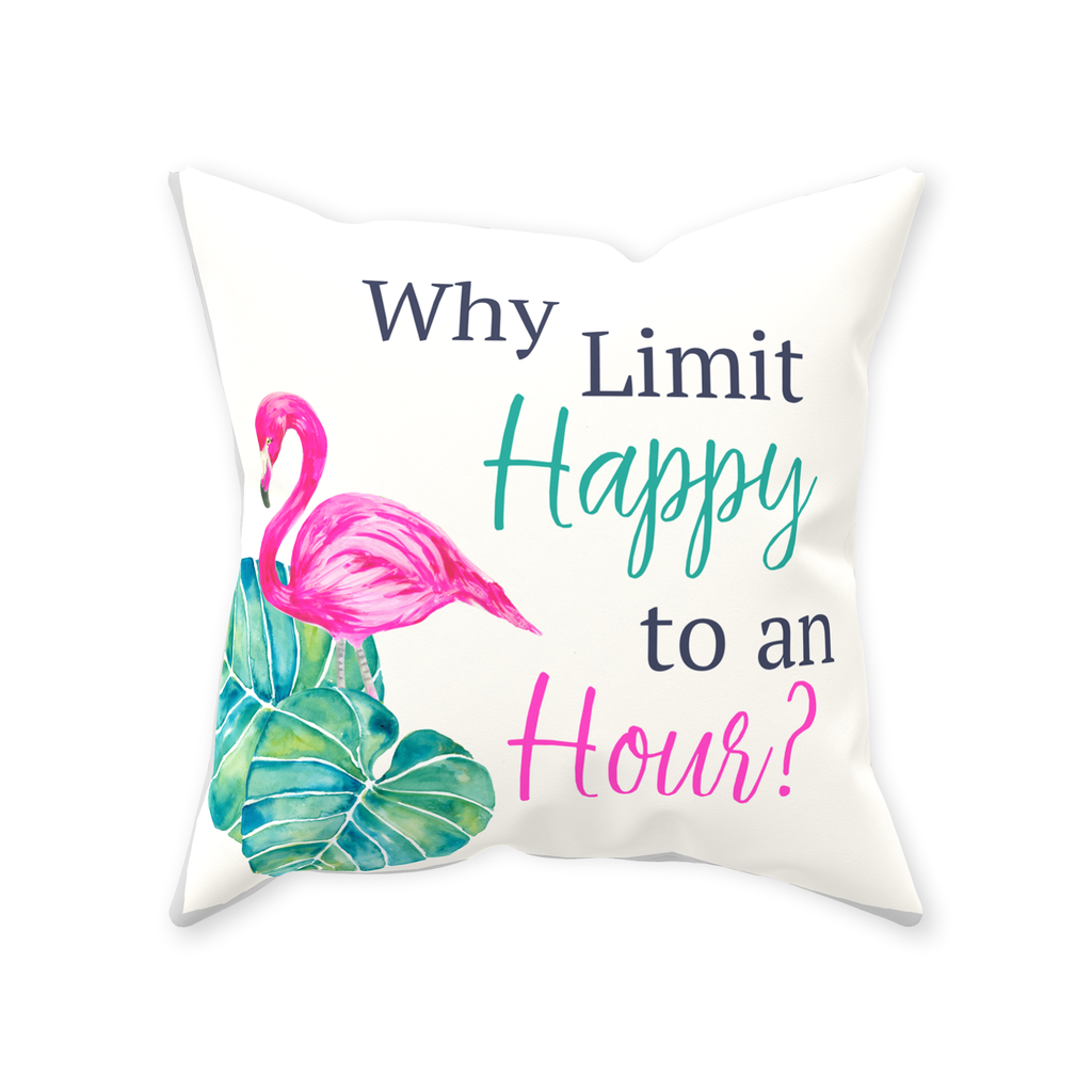 Happy Hour Flamingo Throw Pillow