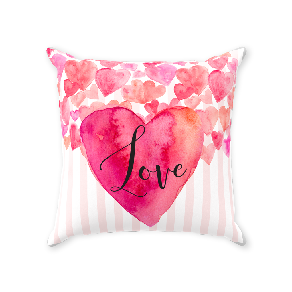 Love Pink Heart Throw Pillow