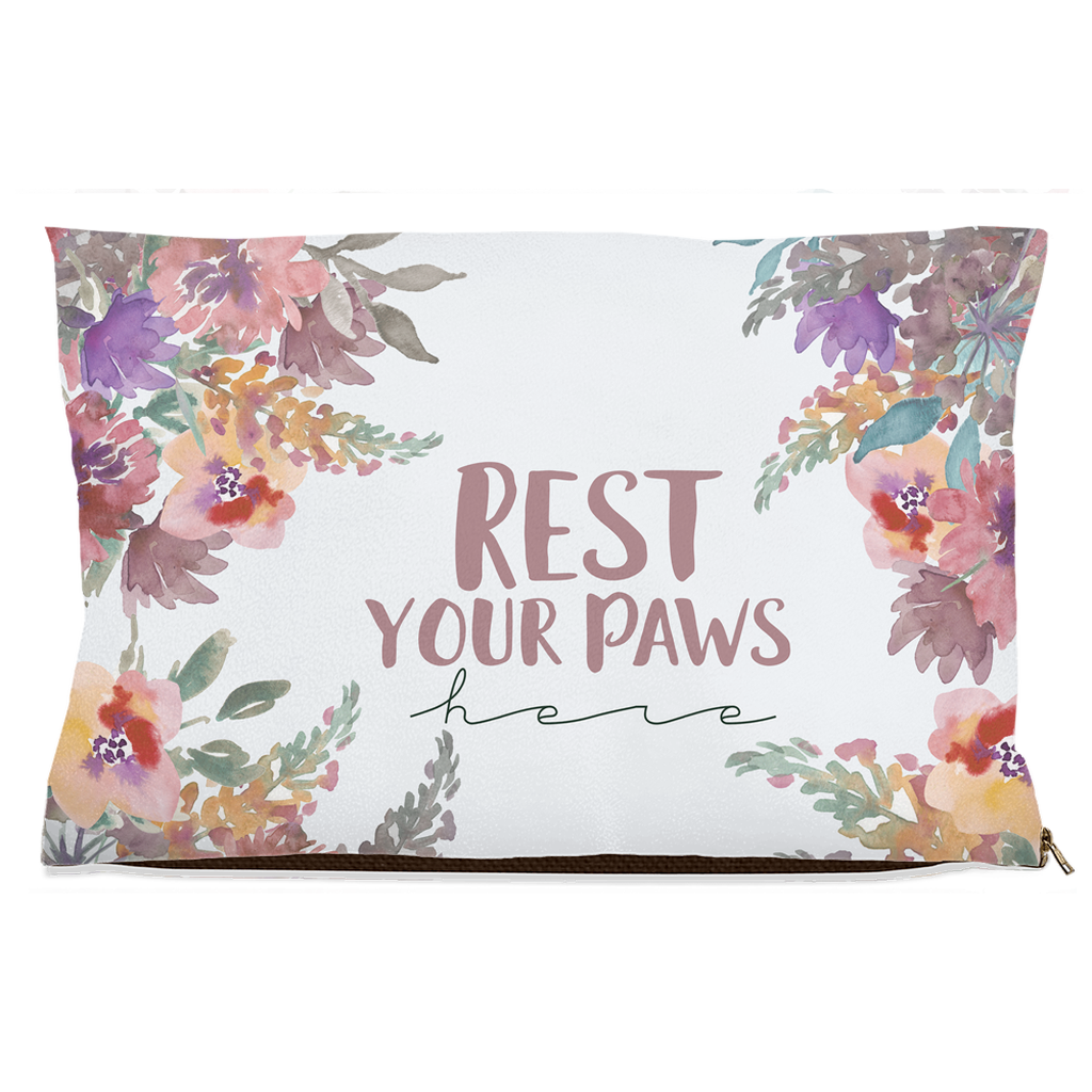Rest you Paws Here - Grey floral Dog/Pet Bed - Fleece / 