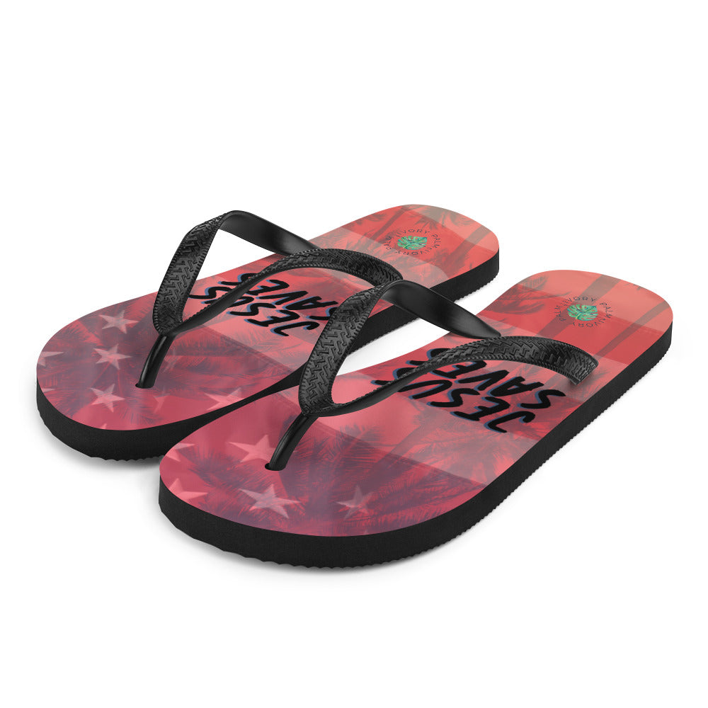 Jesus Saves Red Flip-Flops