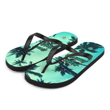 Load image into Gallery viewer, Make America Great again flip flops with palm trees

